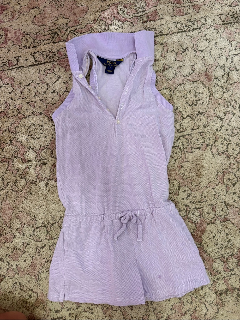 Polo by Ralph Lauren Girls Light Purple Sleeveless Knit Romper